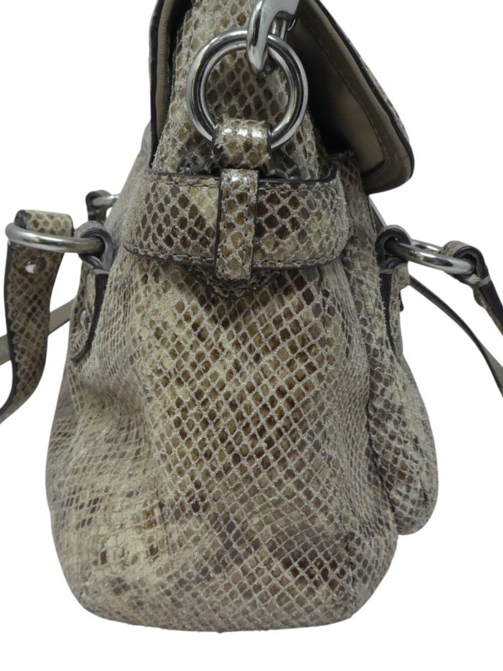 Coach Campbell F27895 Snakeskin Print Leather Satchel Shoulder Bag Purse - Picture 6 of 13